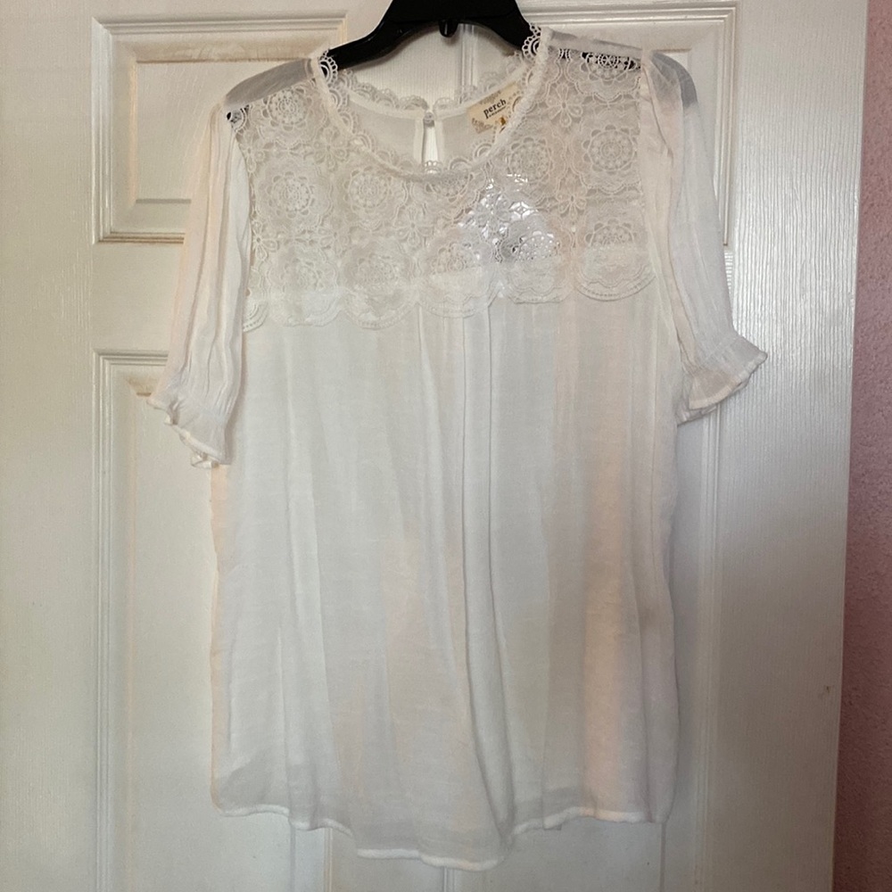 BRAND NEW / NEVER WORN - White Blouse with Lace Details